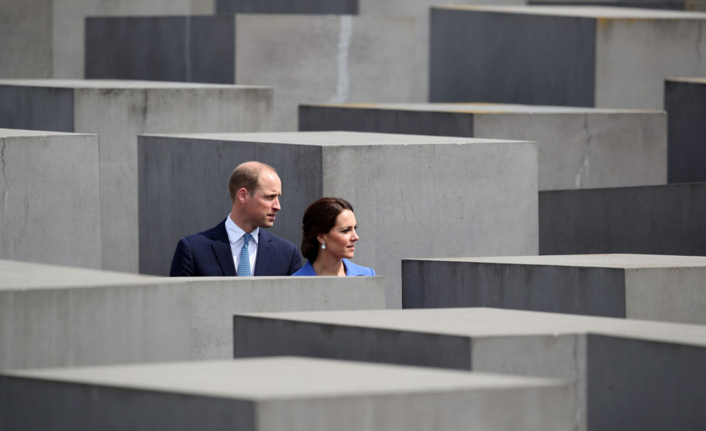 The Duke and Duchess of Cambridge during a visit to the Holocaust Memorial in Berlin on the first day of their three-day tour of Germany.